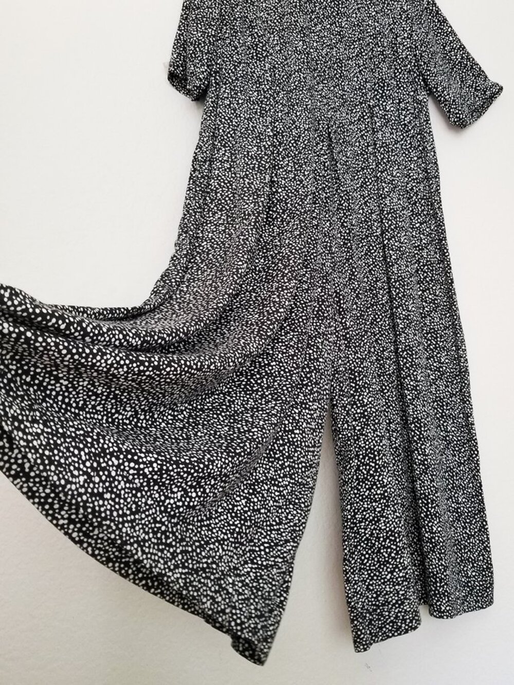 Vintage LBW Super Wide Leg Jumpsuit Plus 2X Black White Spotty Dots Made in USA - Picture 13 of 14